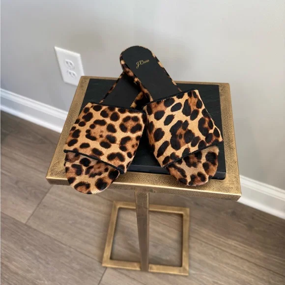 J.Crew Leopard Print Calf Hair Slide Sandals - Picture 4 of 11